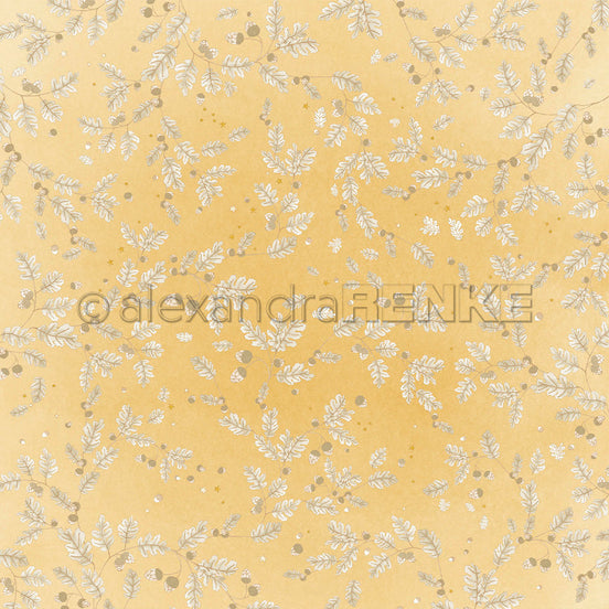 Design Paper 'Eichenwirbel auf Senfgelb' A. RENKE