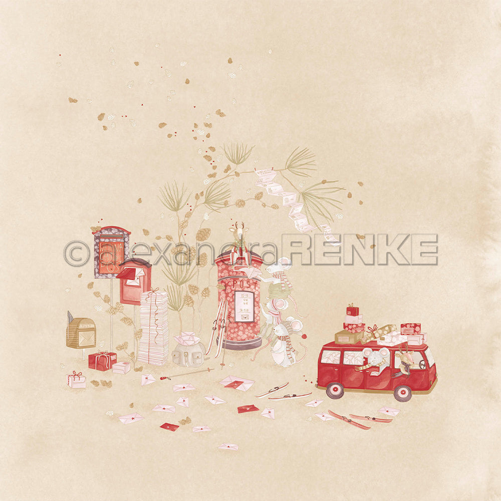 Design Paper 'Weihnachtsmäuse auf zur Post' A. RENKE