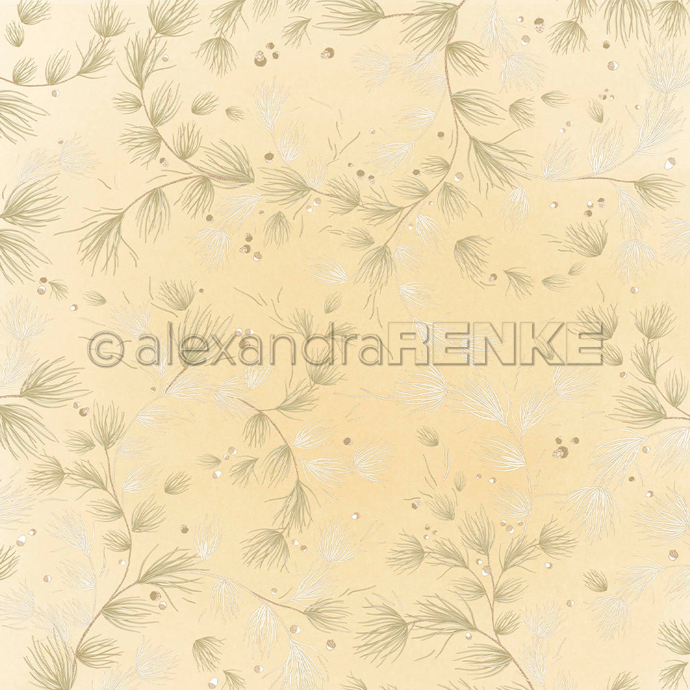 Design Paper 'Nadelwirbel auf Blass Senfgelb' A. RENKE