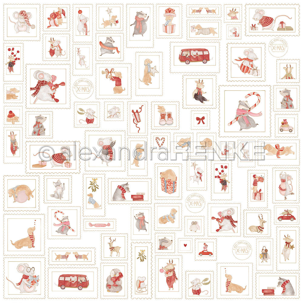 Design Paper 'Weihnachtsmäuse Briefmarken' A. RENKE