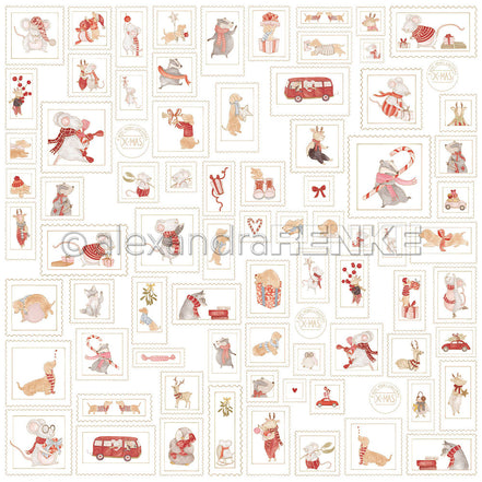 Design Paper 'Weihnachtsmäuse Briefmarken' A. RENKE