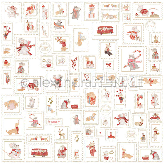 Design Paper 'Weihnachtsmäuse Briefmarken' A. RENKE