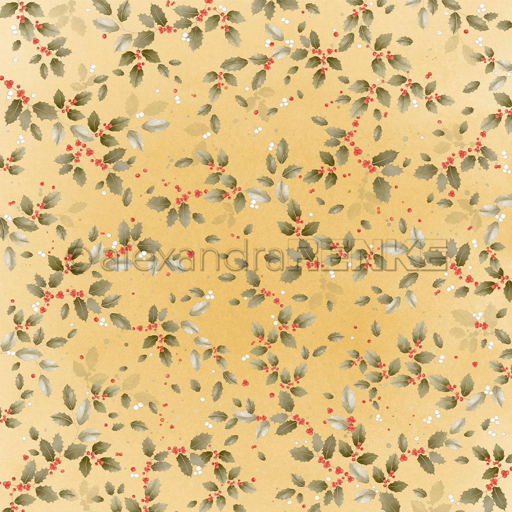Design Paper 'Ilexwirbel auf Senfgelb' A. RENKE
