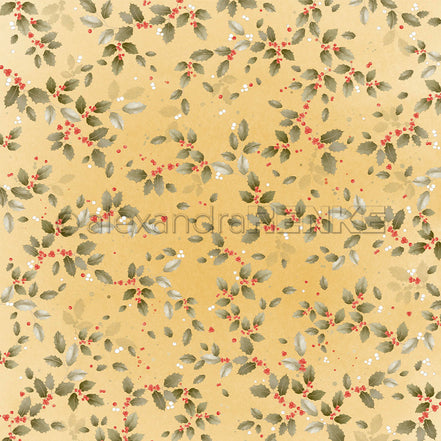 Design Paper 'Ilexwirbel auf Senfgelb' A. RENKE