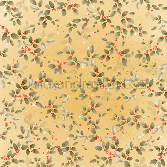 Design Paper 'Ilexwirbel auf Senfgelb' A. RENKE