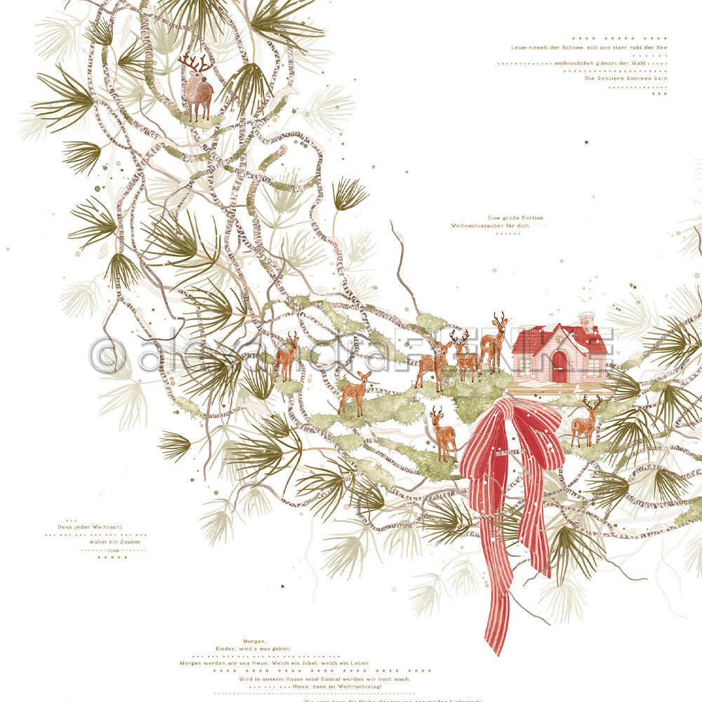 Design Paper 'Nadelkranz mit Hirschen' A. RENKE