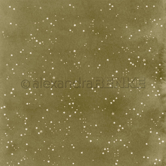 Design Paper 'Kleine Sterne auf Schattengrün' A. RENKE