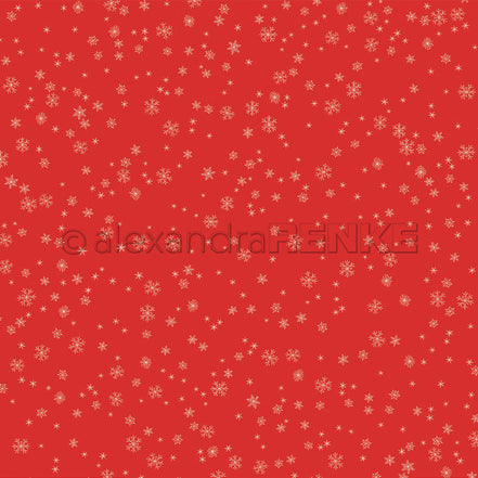 Design Paper 'Schneeflocken auf Leuchtend Rot' A. RENKE