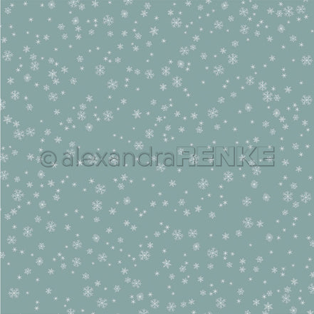 Design Paper 'Schneeflocken auf Elegant Blau' A. RENKE