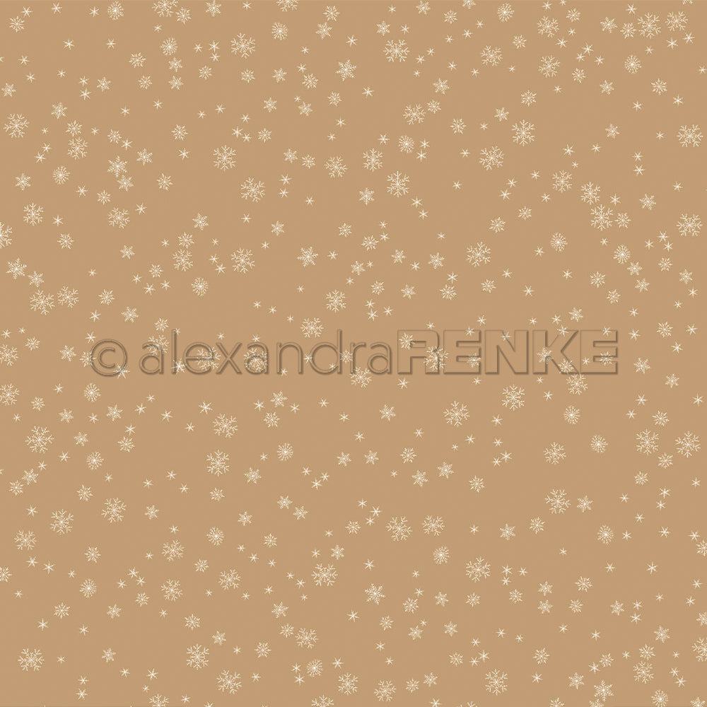 Design Paper 'Schneeflocken auf Goldbeige' A. RENKE