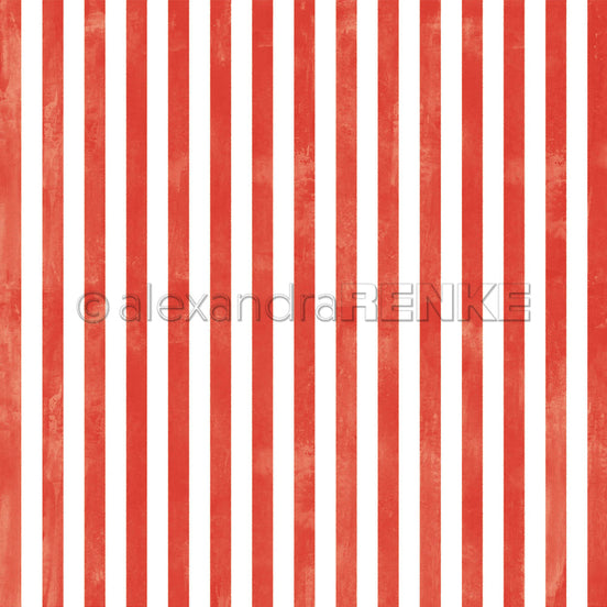Design Paper 'Breite Aquarell Streifen Leuchtend Rot' A. RENKE