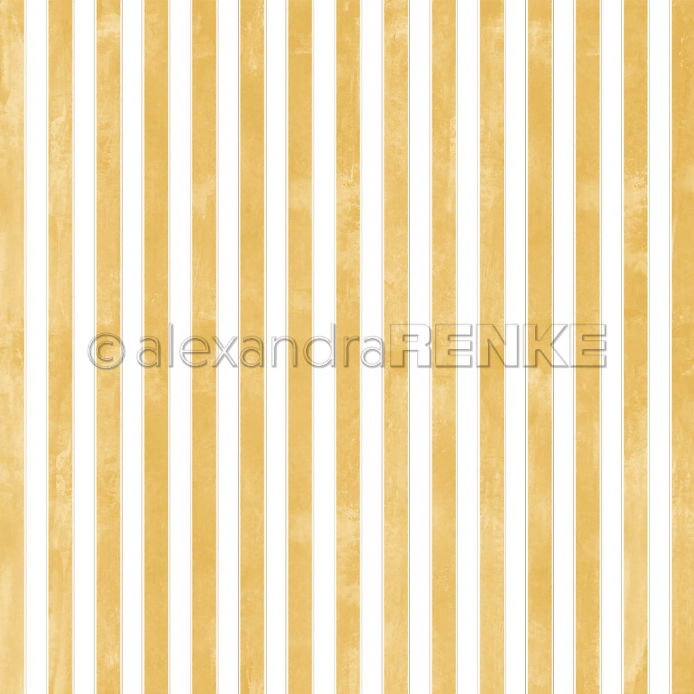 Design Paper 'Breite Aquarell Streifen mit Goldakzent Senfgelb' A. RENKE