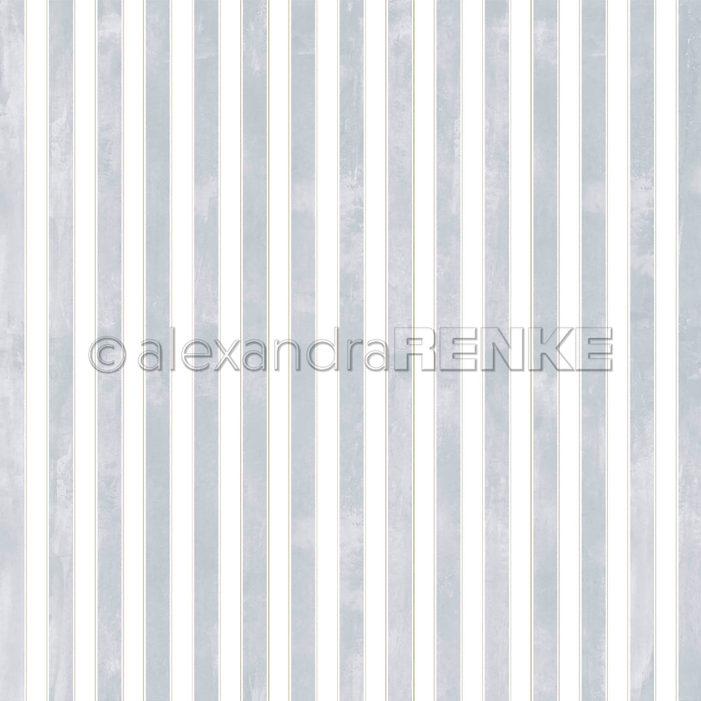 Design Paper 'Breite Aquarell Streifen mit Goldakzent Denim Hell' A. RENKE