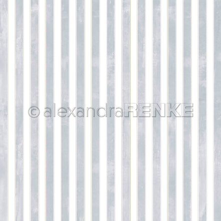 Design Paper 'Breite Aquarell Streifen mit Goldakzent Denim Hell' A. RENKE