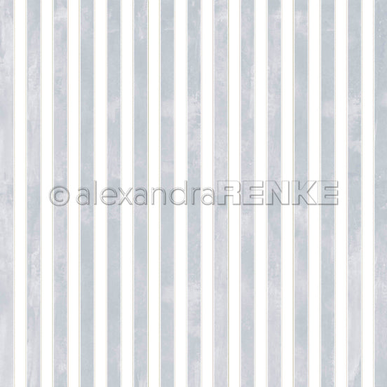 Design Paper 'Breite Aquarell Streifen mit Goldakzent Denim Hell' A. RENKE