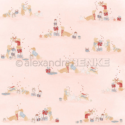Design Paper 'Dackel mit Geschenken Rosa' A. RENKE
