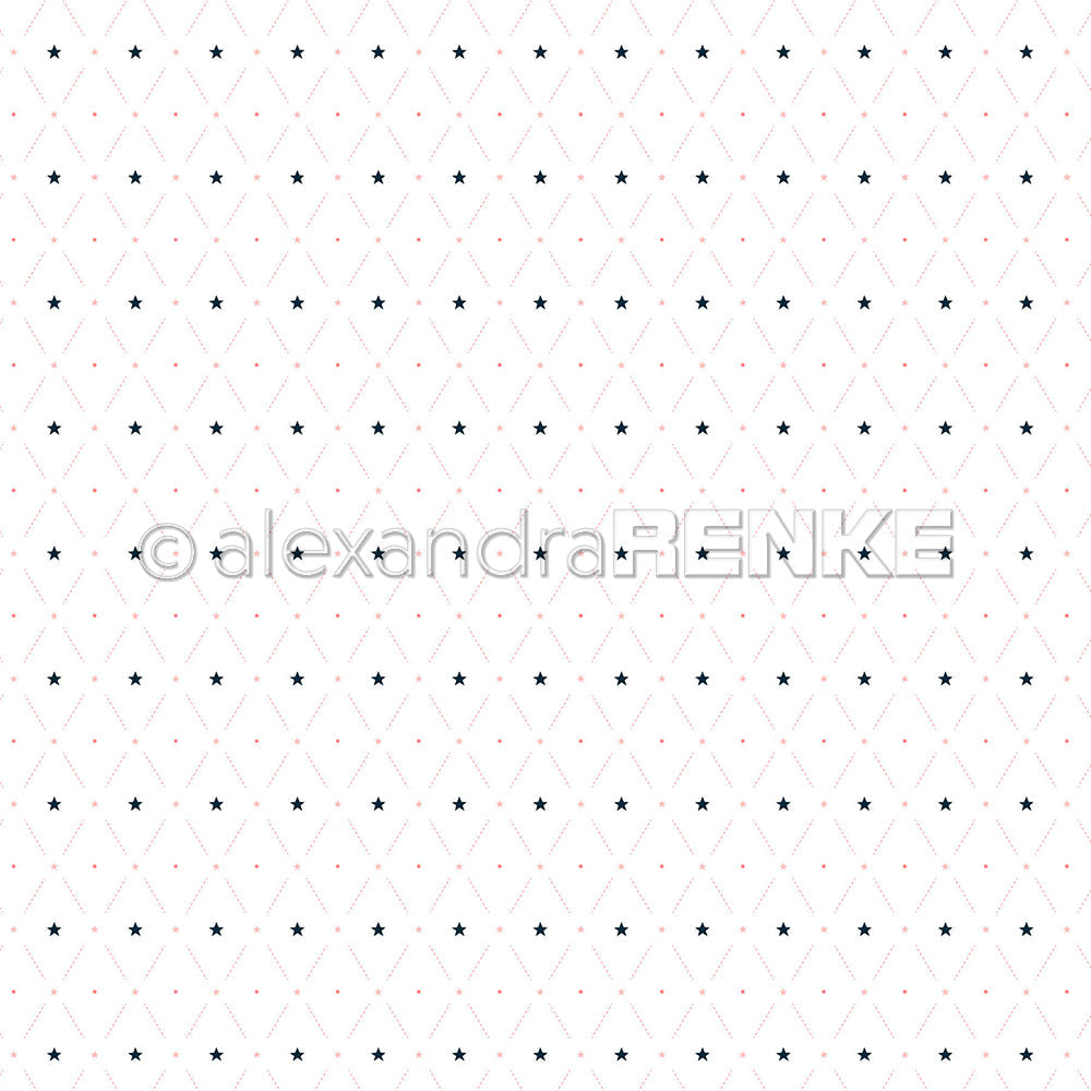 Design Paper Rautenmuster Rosa mit blauen Sternen' A. RENKE