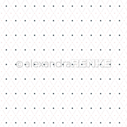Design Paper Rautenmuster Rosa mit blauen Sternen' A. RENKE