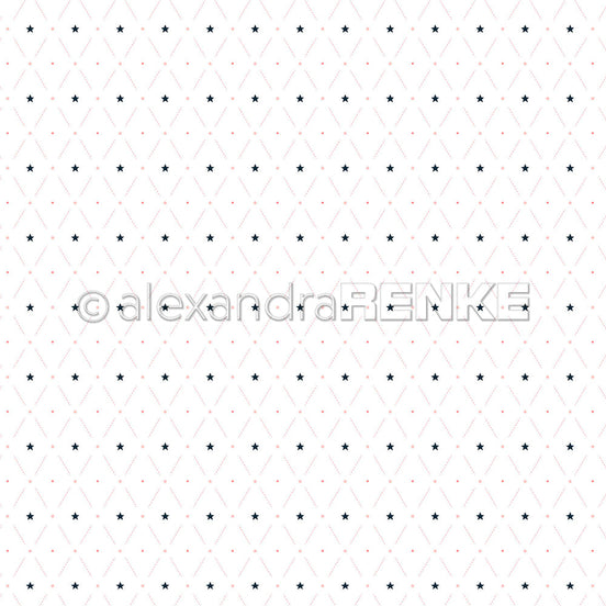 Design Paper Rautenmuster Rosa mit blauen Sternen' A. RENKE