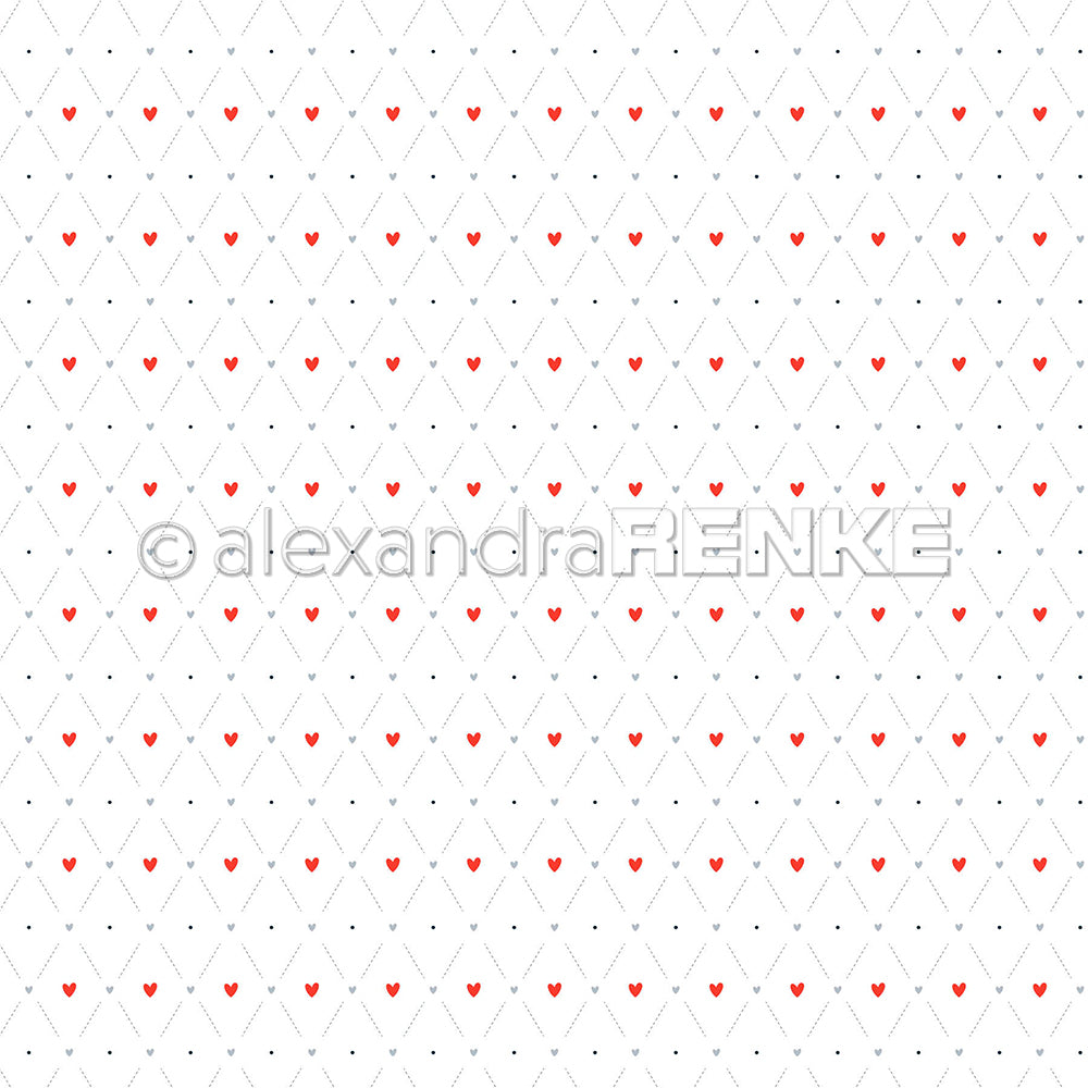 Design Paper Rautenmuster Denim mit roten Herzen' A. RENKE