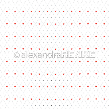 Design Paper Rautenmuster Denim mit roten Herzen' A. RENKE