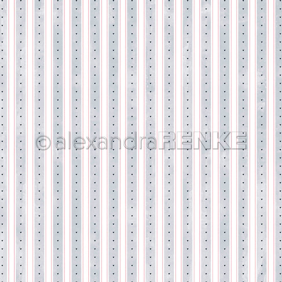 Design Paper 'Aquarell Streifen Denim Hell mit Herzchen' A. RENKE