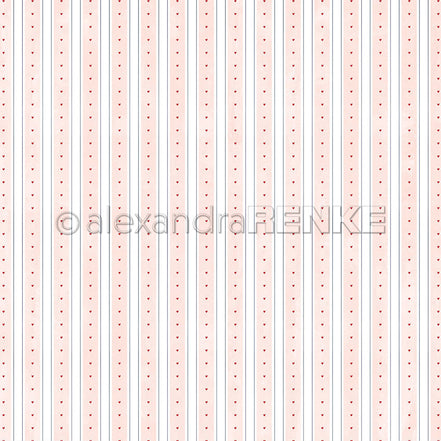 Design Paper 'Aquarell Streifen Rosa mit Herzchen' A. RENKE