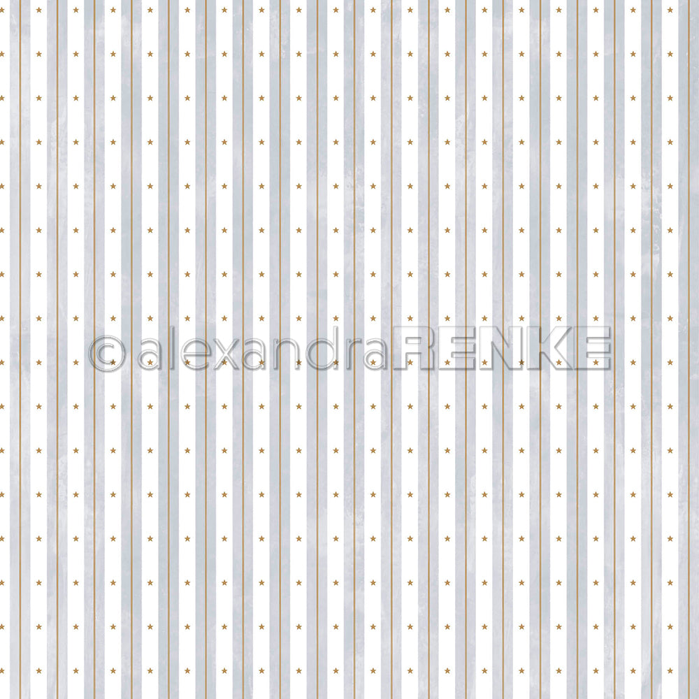 Design Paper 'Aquarell Streifen Kombi Sterne Denim Hell' A. RENKE