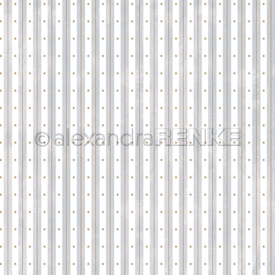 Design Paper 'Aquarell Streifen Kombi Sterne Denim Hell' A. RENKE