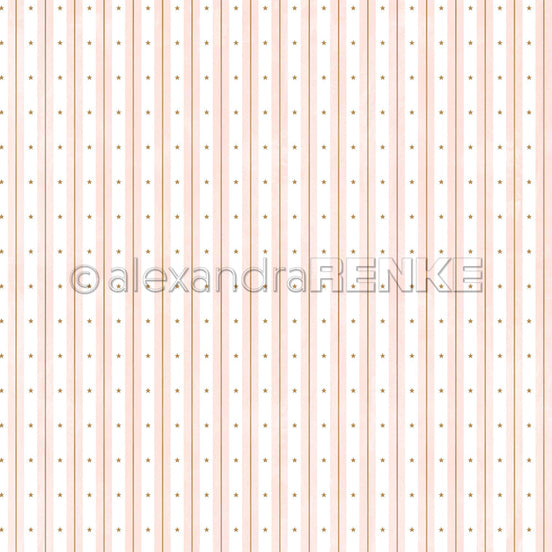 Design Paper 'Aquarell Streifen Kombi Sterne Rosa' A. RENKE