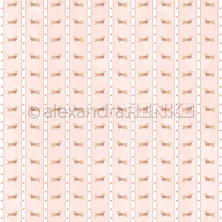 Design Paper 'Streifenmuster mit Dackeln Rosa' A. RENKE