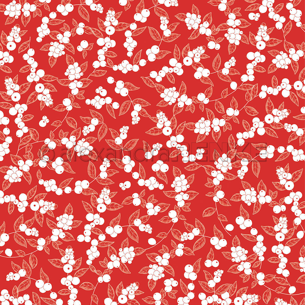 Design Paper 'Strauchbeeren auf Leuchtend Rot' A. RENKE
