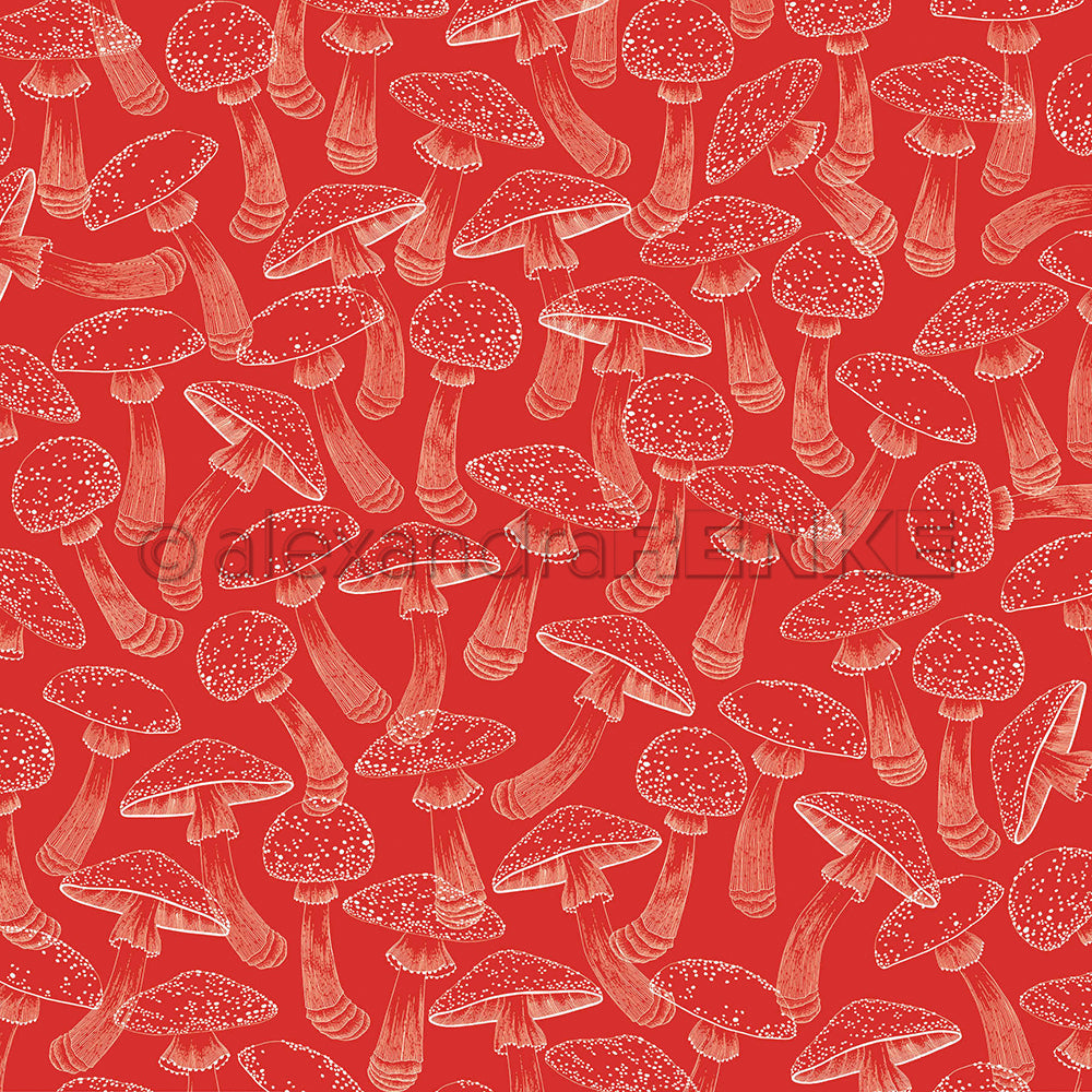 Design Paper 'Pilze auf Leuchtend Rot' A. RENKE