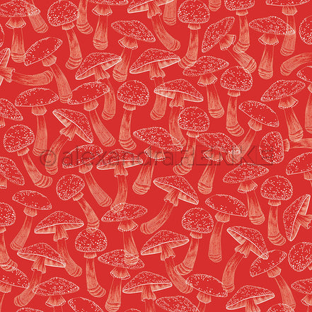 Design Paper 'Pilze auf Leuchtend Rot' A. RENKE