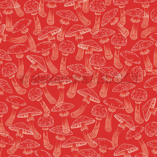 Design Paper 'Pilze auf Leuchtend Rot' A. RENKE