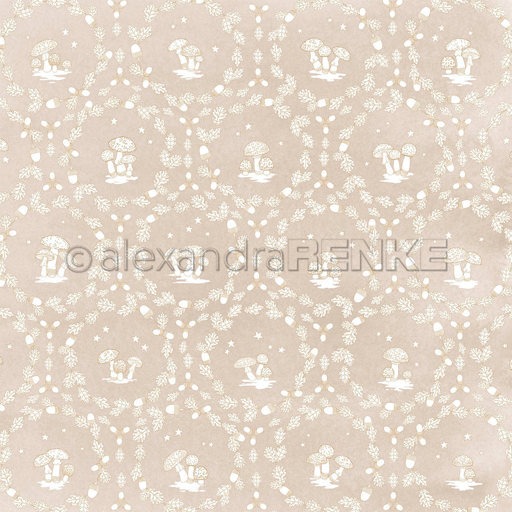 Design Paper 'Pilze Floral Ornamental auf Graubeige' A. RENKE