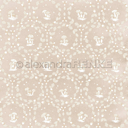 Design Paper 'Pilze Floral Ornamental auf Graubeige' A. RENKE