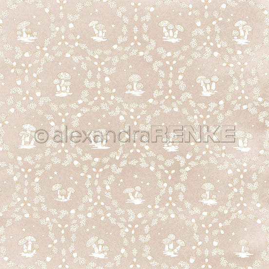 Design Paper 'Pilze Floral Ornamental auf Graubeige' A. RENKE
