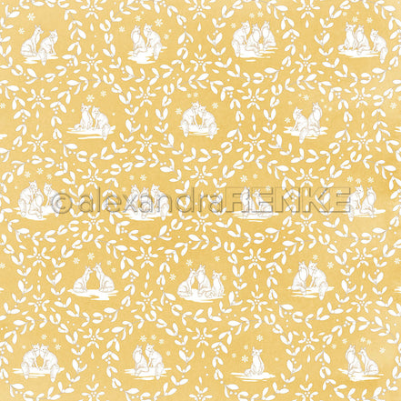 Design Paper 'Füchse Floral Ornamental auf Senfgelb' A. RENKE