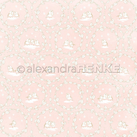 Design Paper 'Rotkehlchen Floral Ornamental auf Rosa' A. RENKE
