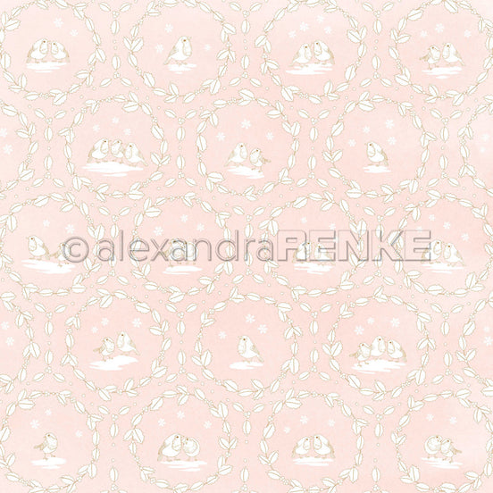 Design Paper 'Rotkehlchen Floral Ornamental auf Rosa' A. RENKE