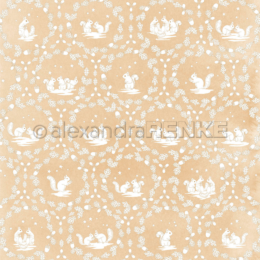 Design Paper 'Eichhörnchen Floral Ornamental auf Lieblingsbeige' A. RENKE