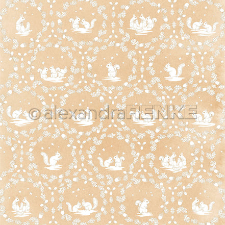 Design Paper 'Eichhörnchen Floral Ornamental auf Lieblingsbeige' A. RENKE
