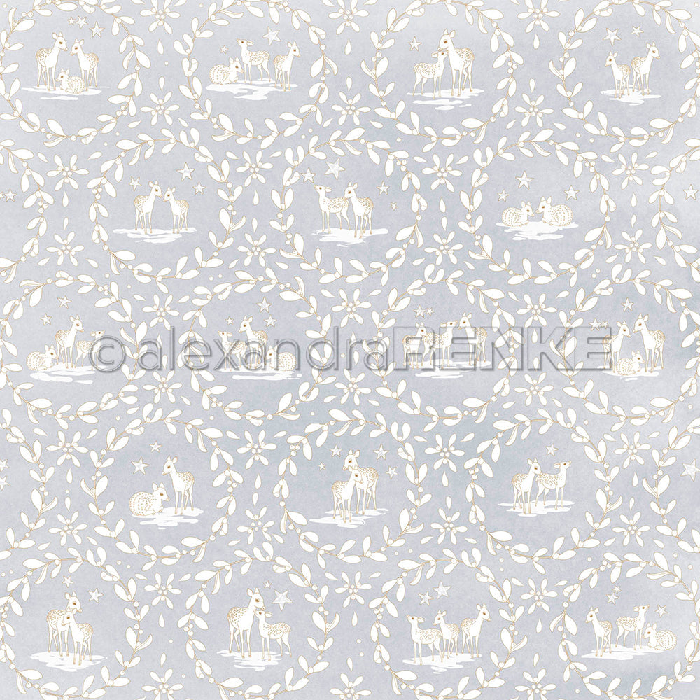Design Paper 'Rehe Floral Ornamental auf Denim Helll' A. RENKE