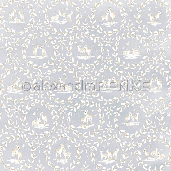 Design Paper 'Rehe Floral Ornamental auf Denim Helll' A. RENKE