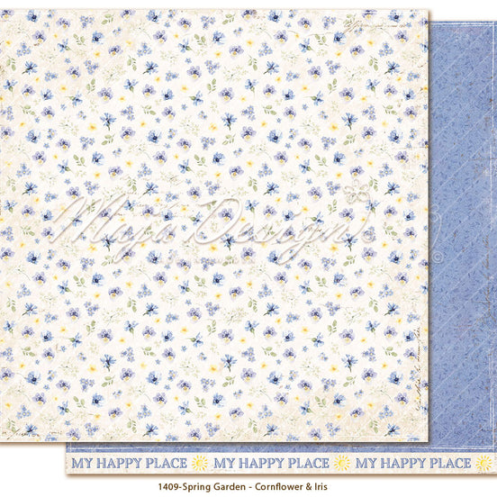 Paper sheet "Spring Garden - Cornflower &amp; Iris" - 1409 - MAJA DESIGN