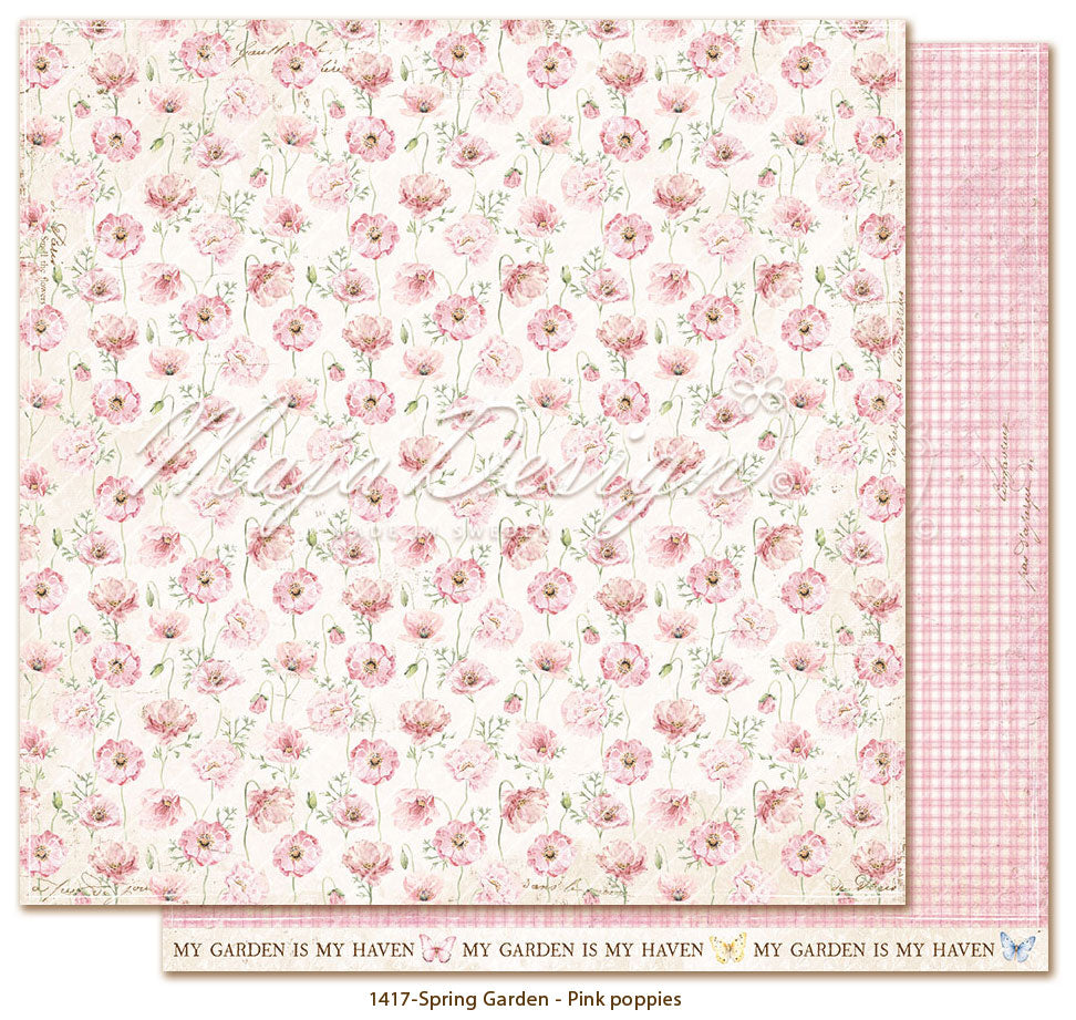 Foglio carta "Spring Garden - Pink poppies" - 1417 - MAJA DESIGN
