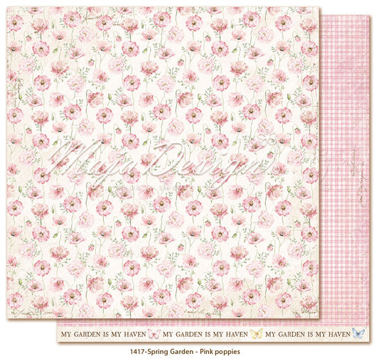Foglio carta "Spring Garden - Pink poppies" - 1417 - MAJA DESIGN