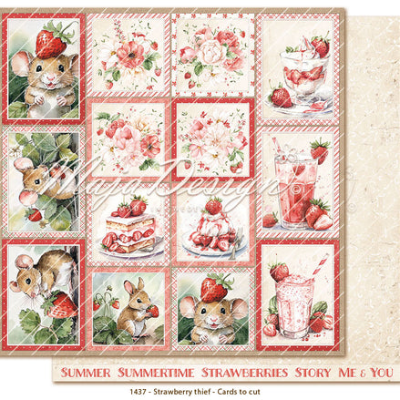 Foglio carta " Strawberry thief - Cut-out-cards" - 1437 - MAJA DESIGN