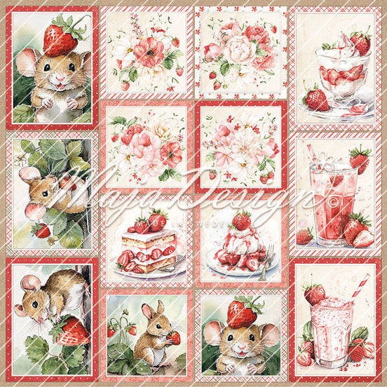 Foglio carta " Strawberry thief - Cut-out-cards" - 1437 - MAJA DESIGN